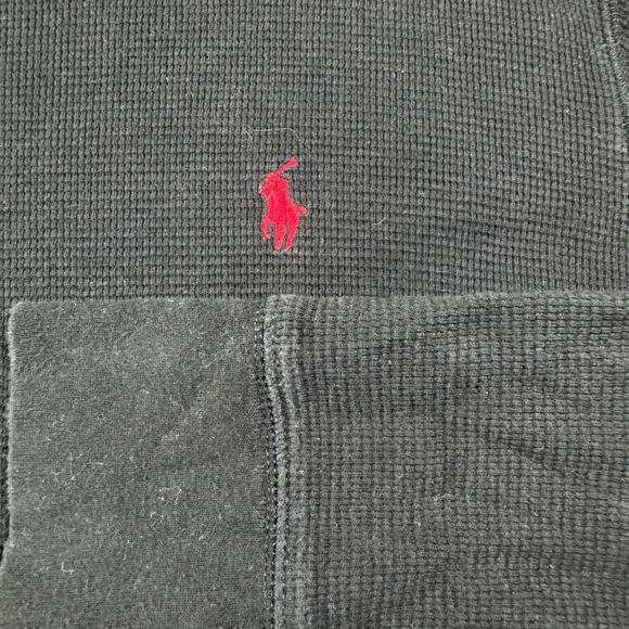 Polo Ralph Lauren Sleepwear Small Black with Red Pony Thermal Waffle Knit L/S - Picture 2 of 12